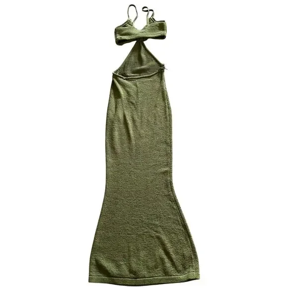 cult gaia serita dress green Trimmed Civil War Era Dress / Day Wrapper in Calico Print, camp, work –  Timeless Stitches